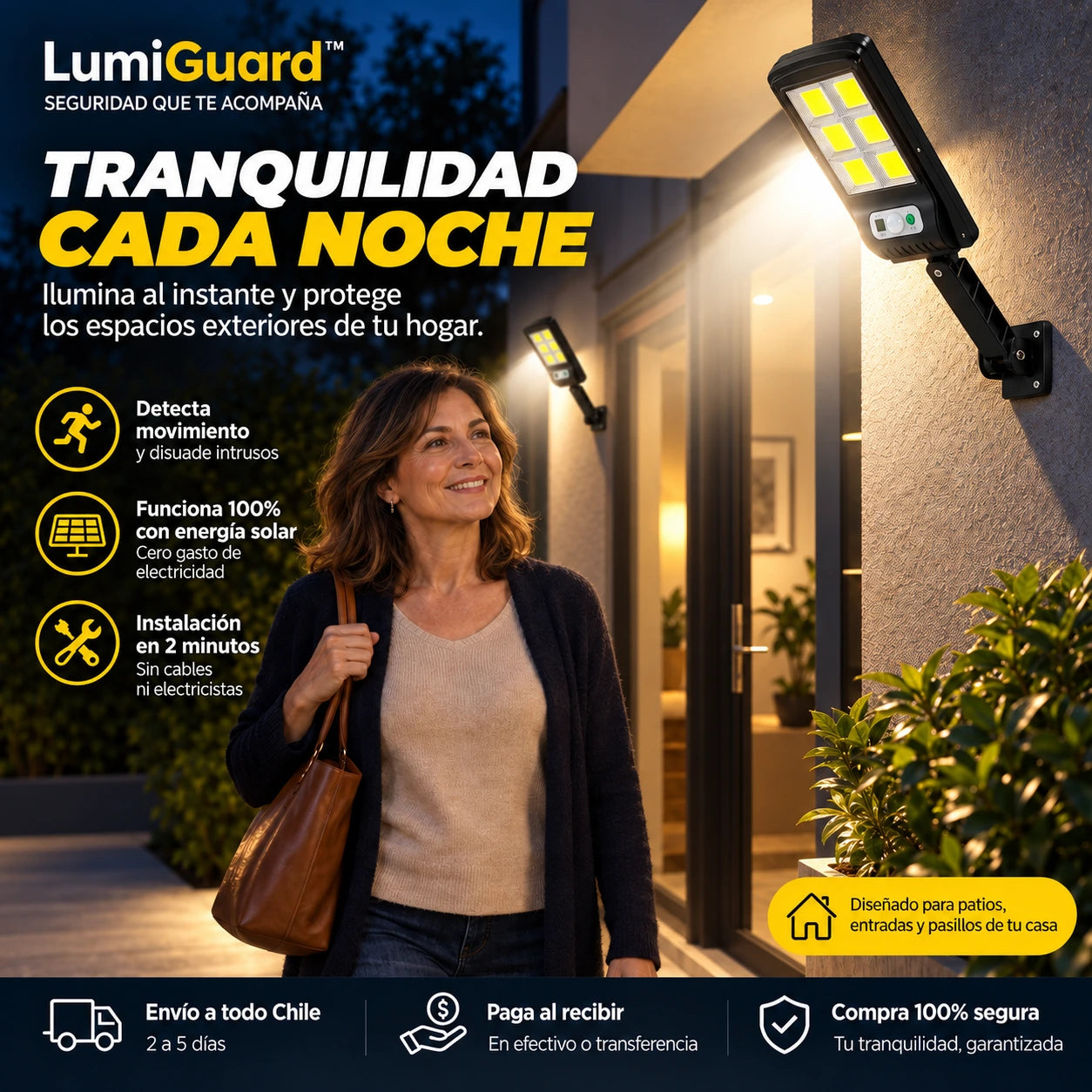 LumiGuard™ - 2x1 Luz Led Solar con Sensor de Movimiento