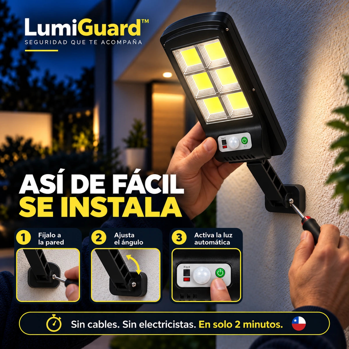 LumiGuard™ - 2x1 Luz Led Solar con Sensor de Movimiento