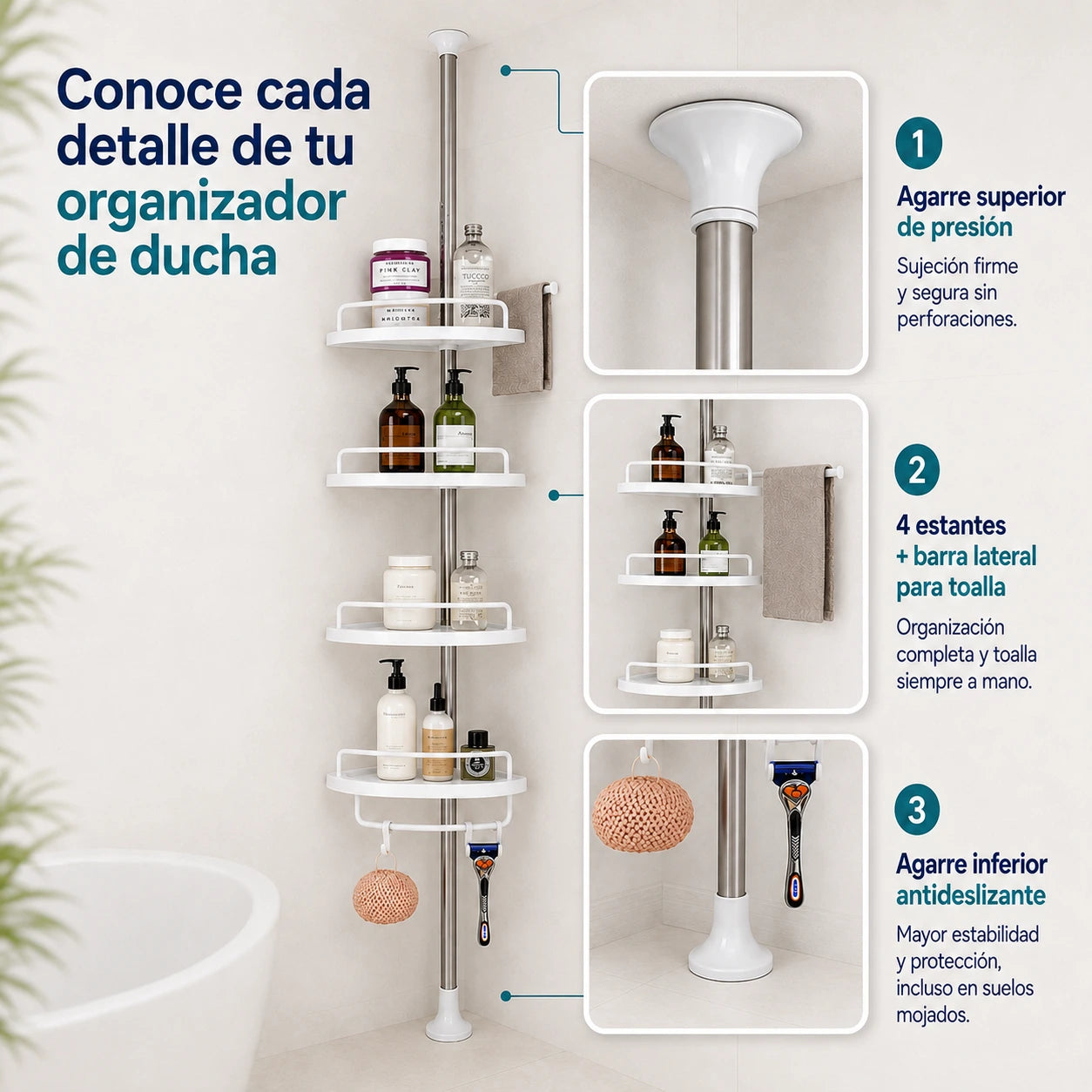 DecoRack Ducha™ - Estante Organizador para Ducha 4 niveles