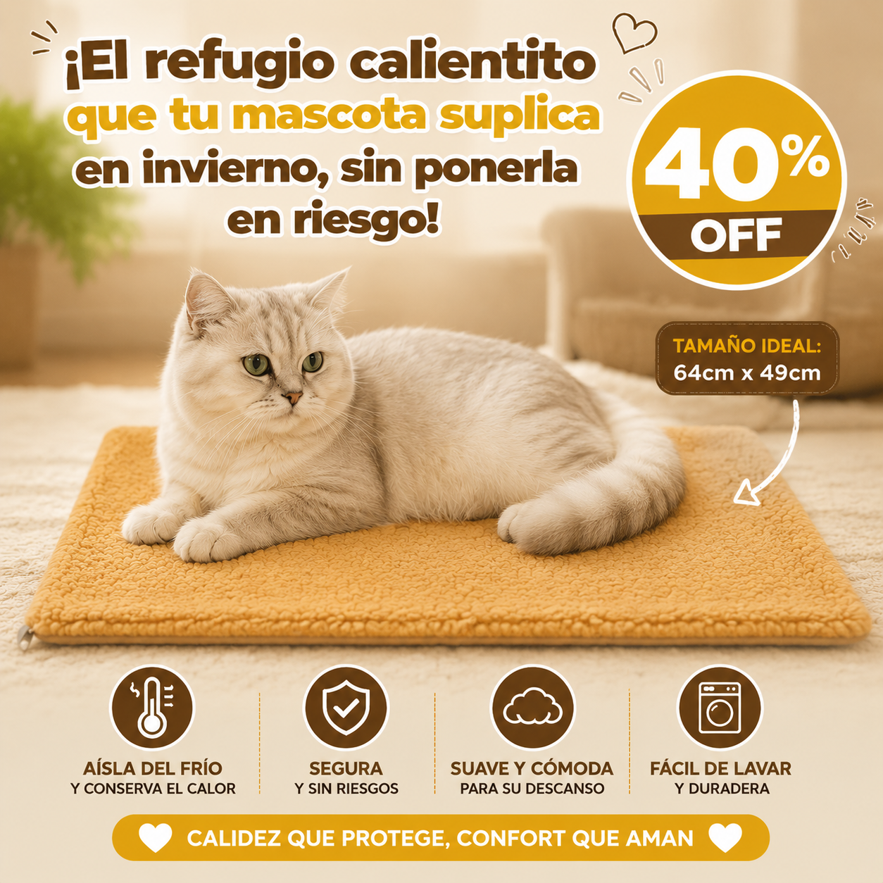 ThermoPet 360™ - Manta Termica para Mascotas 64x49cm