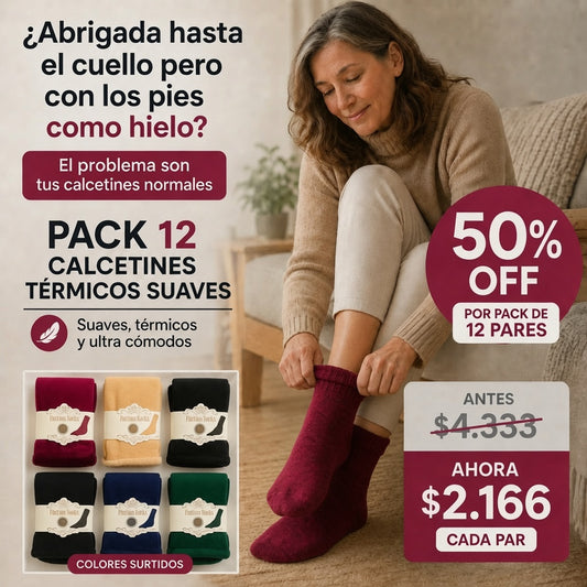 ThermoSoft™ - Pack 12 Pares Calcetines Termico Suaves