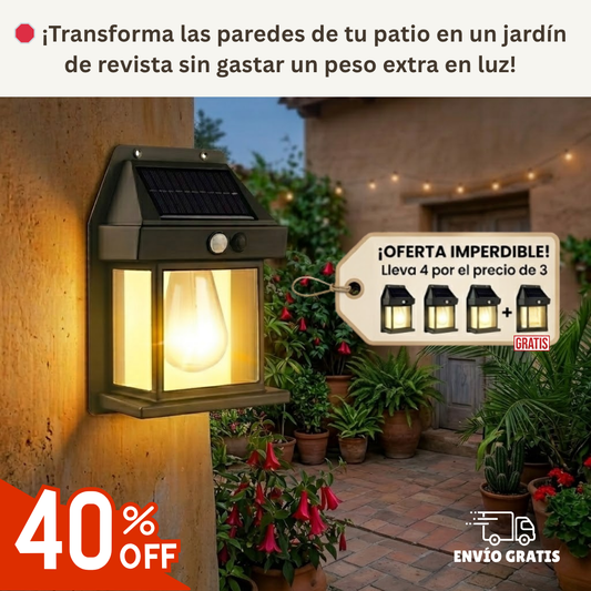 LumiGarden Vintage™ - Promo 4x3 Focos solares con sensor de movimiento
