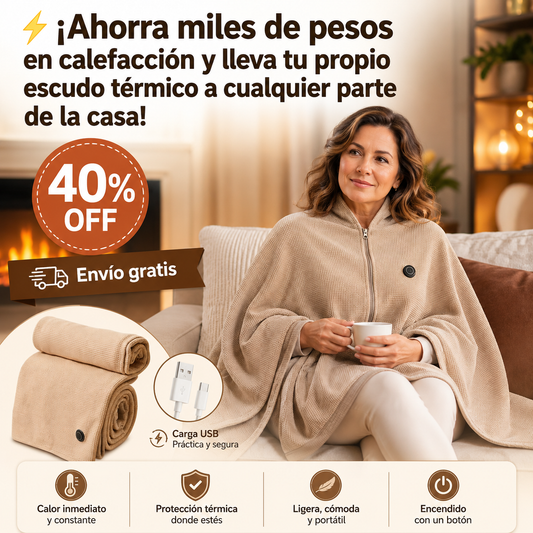 ThermoWrap 360™ - Manta Calefactora Eléctrica Carga USB