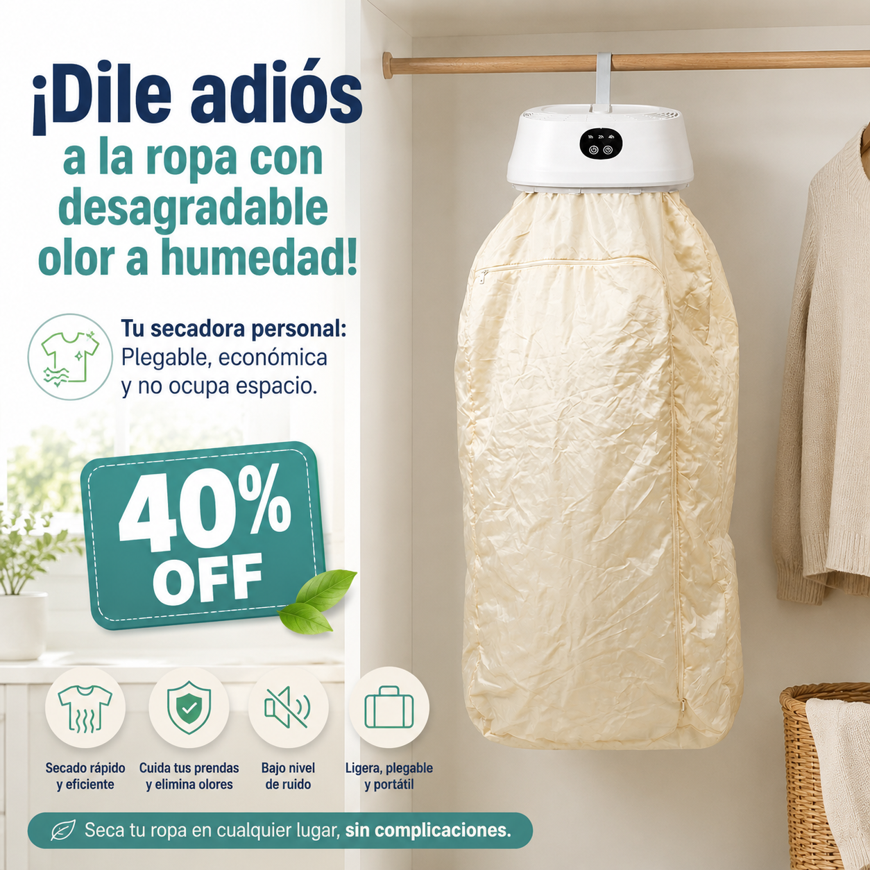 ThermoDry Pro™ - Secadora de Ropa Portátil Plegable