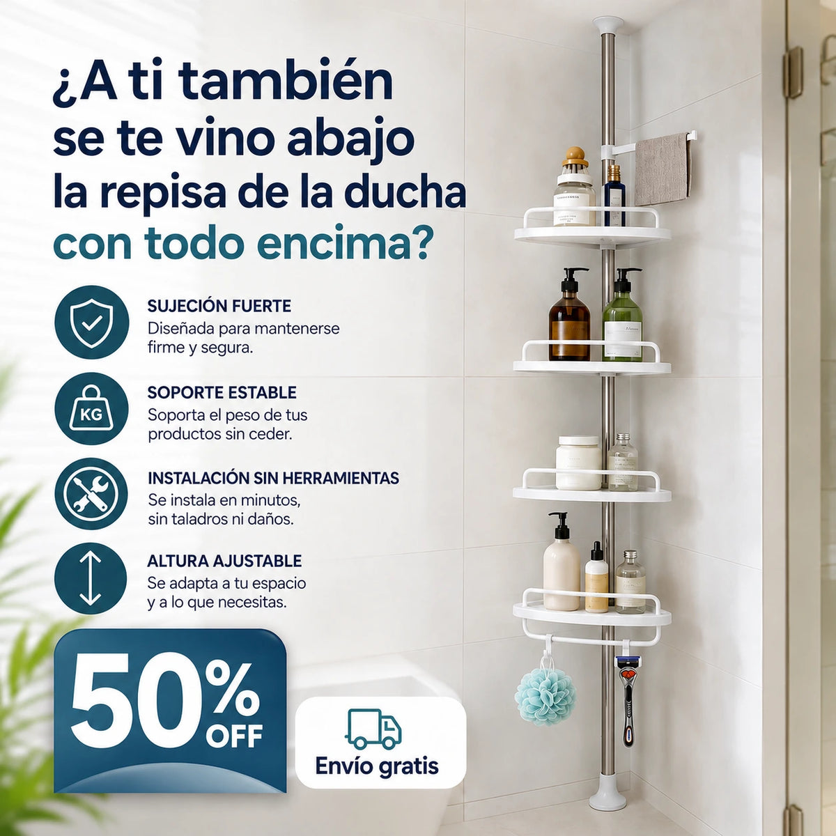 DecoRack Ducha™ - Estante Organizador para Ducha 4 niveles